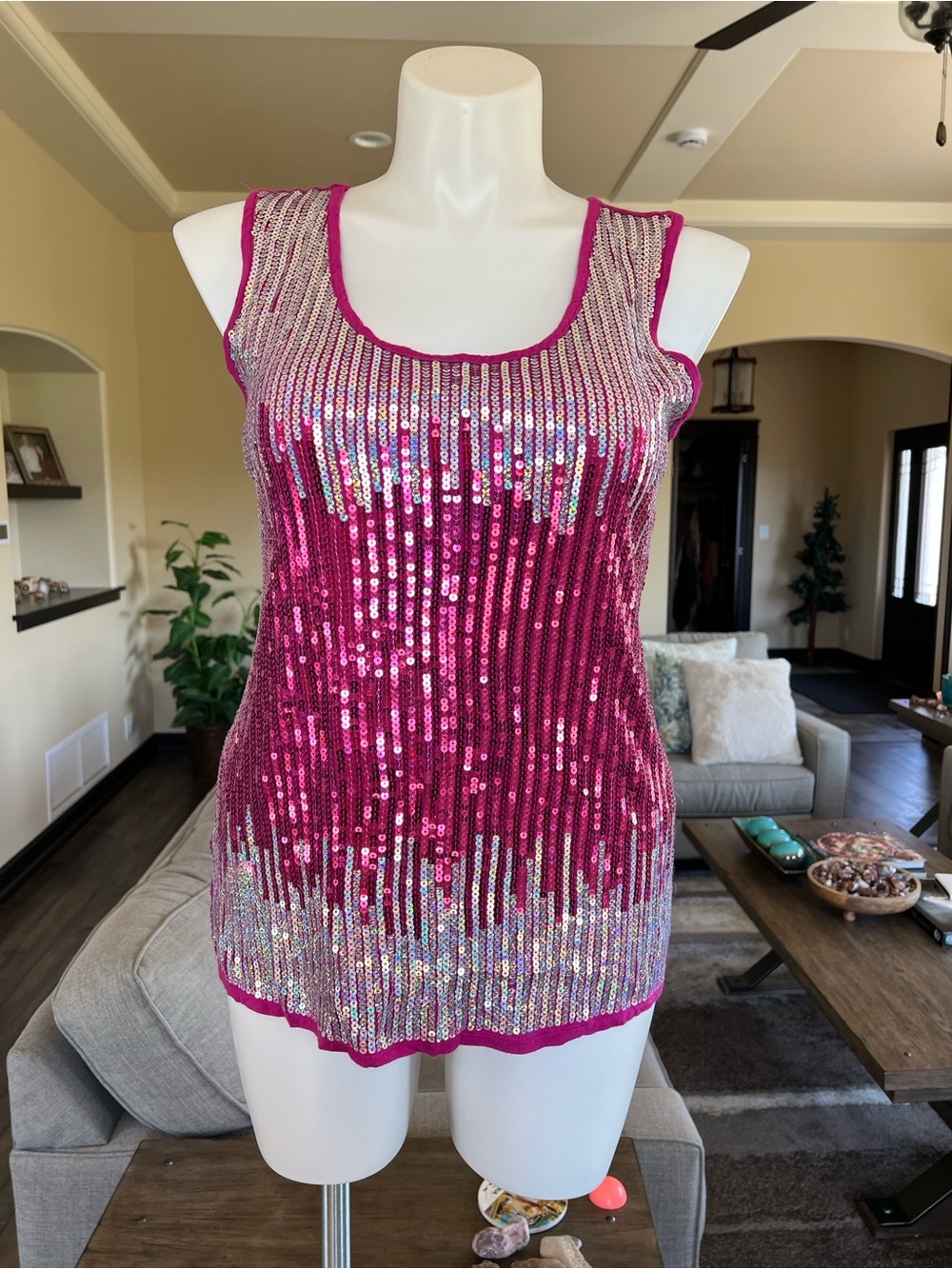 Say What? Hot Pink Sequin Tank Top
